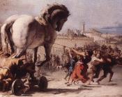乔万尼 多米尼克 提埃波罗 : The Procession Of The Trojan Horse In Troy